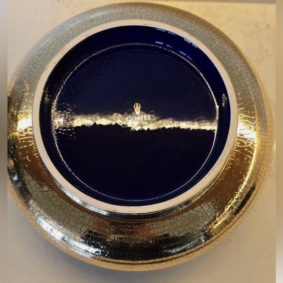 L’OBJET Gold Crackled and Cobalt Blue Centerpiece Decorative Bowl - Picture 10 of 10